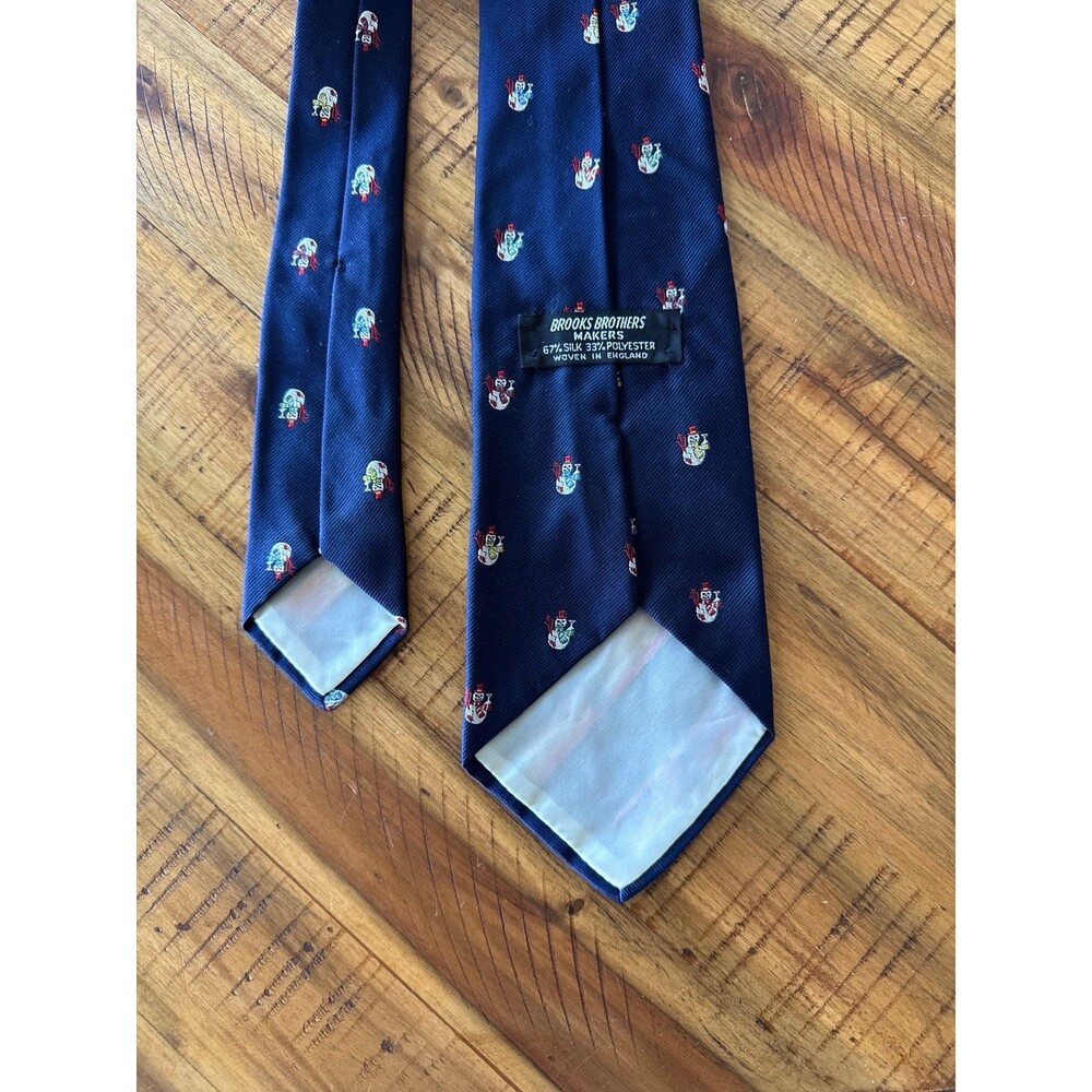 Vintage Brooks Brothers Makers Tie Snowman Martini Christmas Woven England